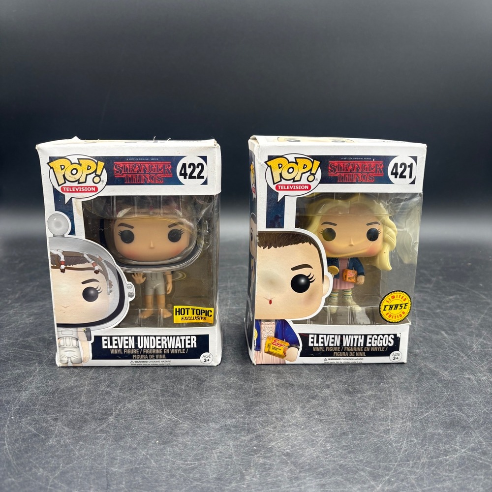 Funko Pop Stranger Things Eleven 421 Chase & 422 Hot Topic Exclusive Set